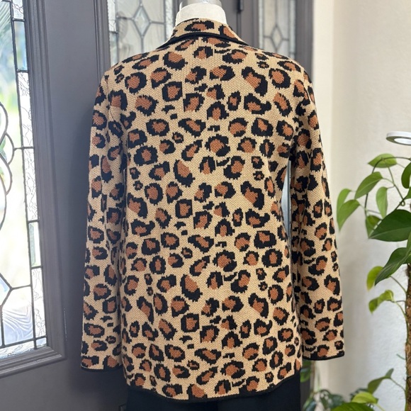 Talbots Wool Blend Leopard Print Open Front Sweater Blazer - Picture 5 of 14